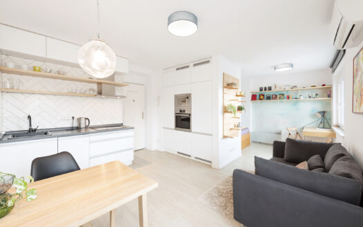 PRODÁNO – Útulný a velmi funkční byt 1kk s prostornou terasou a výhledem