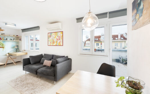 PRODÁNO – Útulný a velmi funkční byt 1kk s prostornou terasou a výhledem