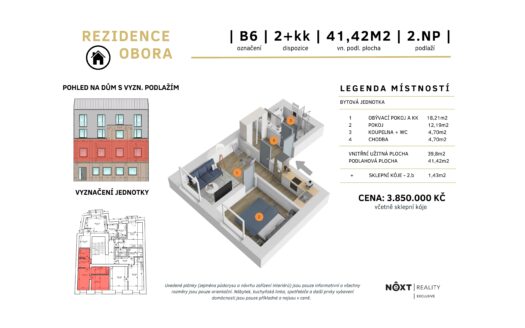 PRODÁNO – Byt 2+kk v developerském projektu REZIDENCE OBORA, B6